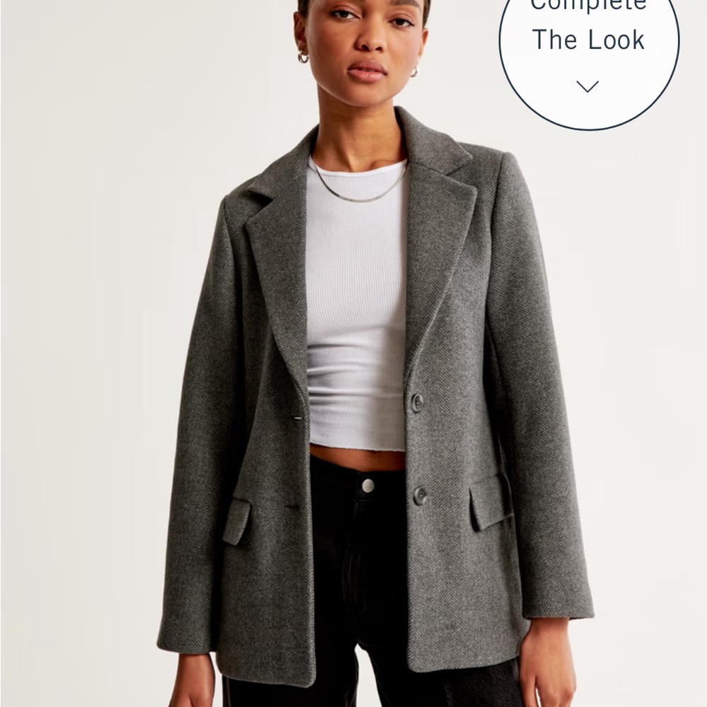 Abercrombie & fitch Heavy Weight Wool Blazer- Gray